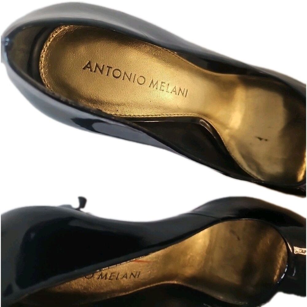 Antonio Melani Black Leather Classic Pumps Size 6.5 - Picture 4 of 6